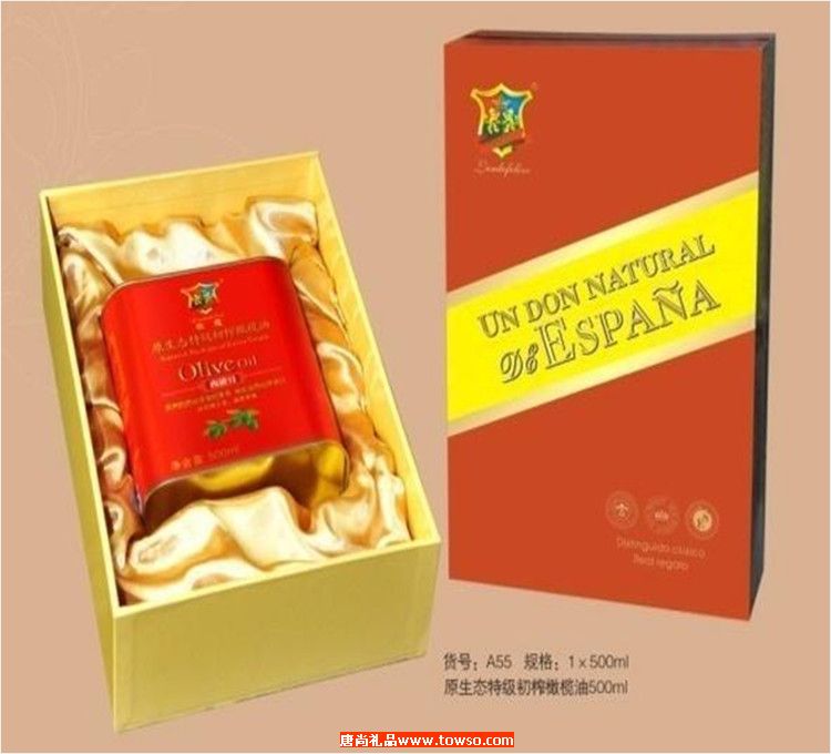 欧榄礼盒装系列500ml红罐小礼盒原生态特级初榨橄榄油A55